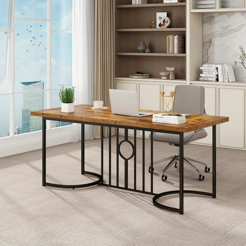 71 Inch Large Dining Table for 6-8 People Rectangular Wood Kitchen Table-Rustic Brown by DirectDeals