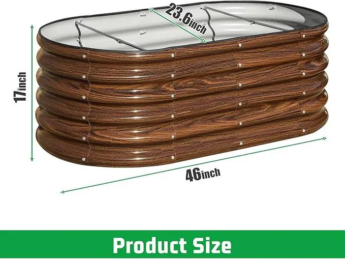 SnugNiture 3 Pcs 4x2x1.5ft Raised Garden Bed Outdoor, 17" Tall Galvanized Metal Planter Box, Raised Garden Bed Kit for Planting Vegetables Plants Fruits, Brown by GreenHaven Gardens