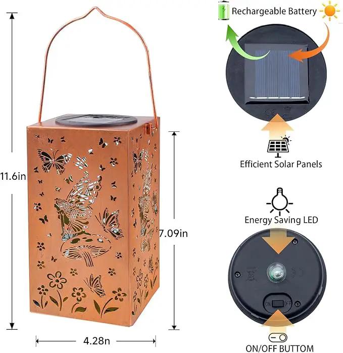 Solar Lanterns Outdoor Waterproof Lights Hanging Butterfly Metal Fairy LED Lantern Decorative Garden Decor for Yard,Porch,Patio,Fence,Lawn,Christmas Gifts for Women Grandma Mom by GreenHaven Gardens