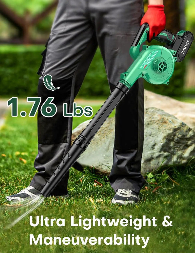 K I M O. Cordless Leaf Blower Vacuum Combo 4 IN 1, 3 Nozzles for Inflation & Compression,3 Modes & Variable Speed, 20000RPM 150MPH, 2000mAh Battery, Extended Tube, Mini Leaf Blowers for Lawn Care|Yard by GreenHaven Gardens