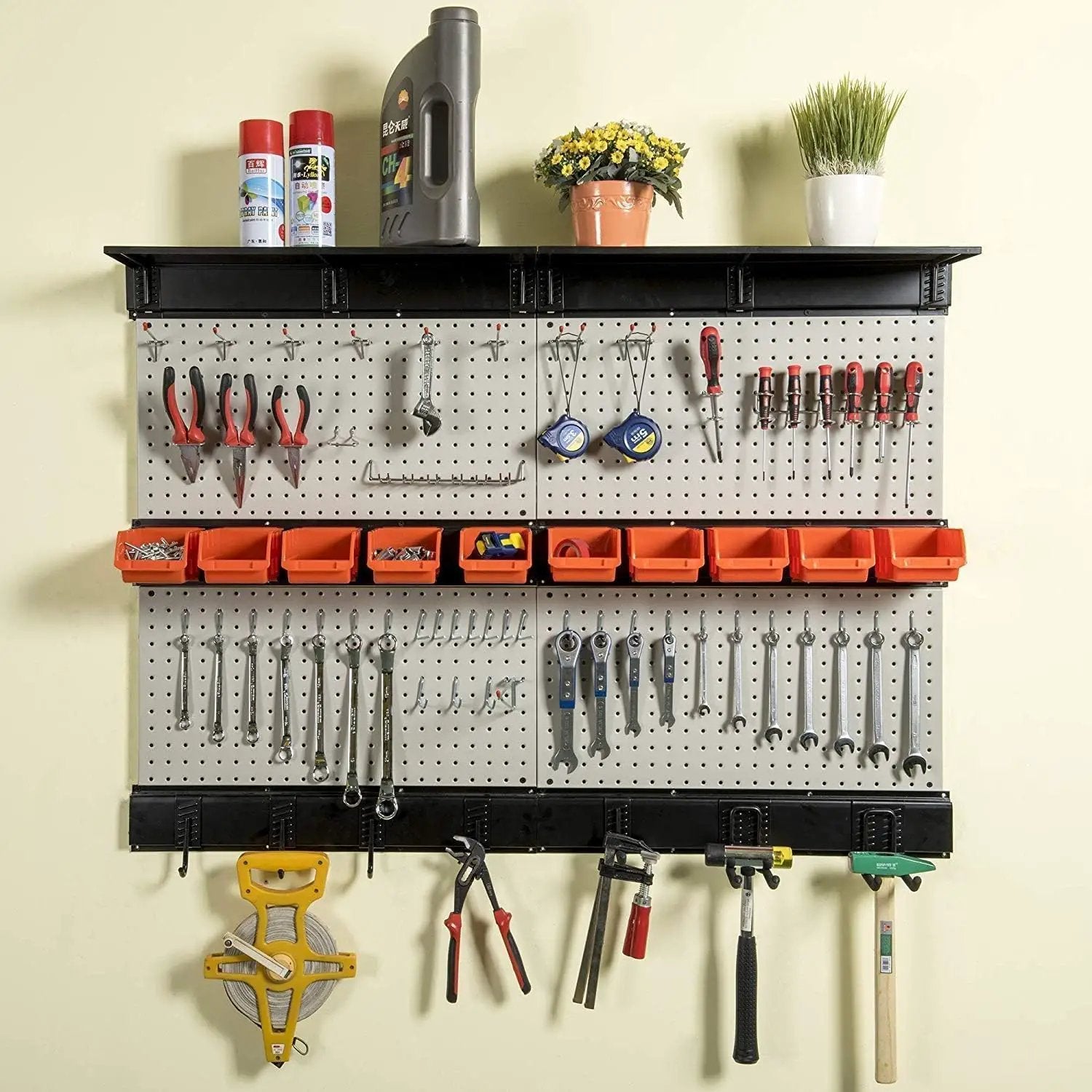 Ultrawall Pegboard Wall Organizer, 48X 36 inch Garage Storage Pegboard with Hooks Storage Bins Tool Board Panel Tool Organizer, 72pcs by GreenHaven Gardens