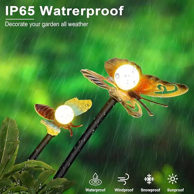 Butterfly Solar Garden Lights - Newest 12 LED Firefly Butterflies Bees Solar Outdoor Lights Swaying Butterfly Light for Yard Patio Pathway Decoration (Multi-Colour) by GreenHaven Gardens