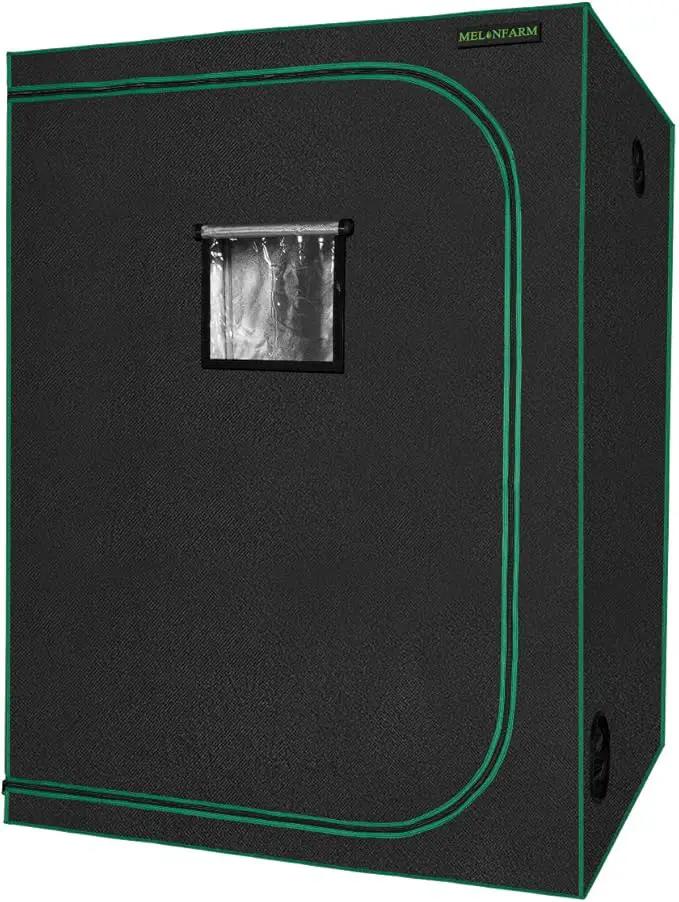 MELONFARM 5x5 Grow Tent, 60"x60"x80'' High Reflective 600D Diamond Mylar Canvas with Observation Window and Floor Tray for Hydroponic Indoor Plant Growing by GreenHaven Gardens