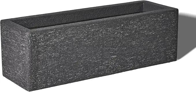 24 Inch Rectangular Concrete Planter,Durable All-Weather Use with Drainage Holes,Large Rectangular Planter for Outdoor Indoor Plants by GreenHaven Gardens