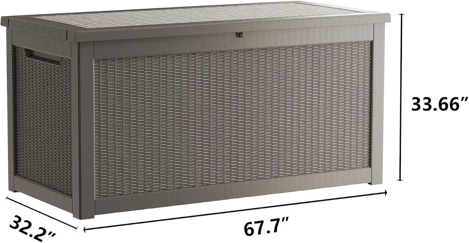320 Gallon Waterproof Large Resin Deck Box Indoor/Outdoor Lockable Storage Container and Seating for Garden, Pool, and Patio (320 Gallon, Grey) by GreenHaven Gardens