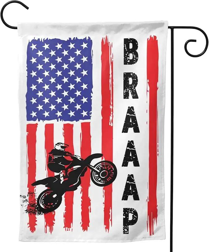 Braaap Motocross Dirt Bike American Flag Garden Flag 12x18 Inch Outdoor Decoration Banner House Flags Yard Farmhouse Garden Deco Indoor Sign, Colour6 by GreenHaven Gardens