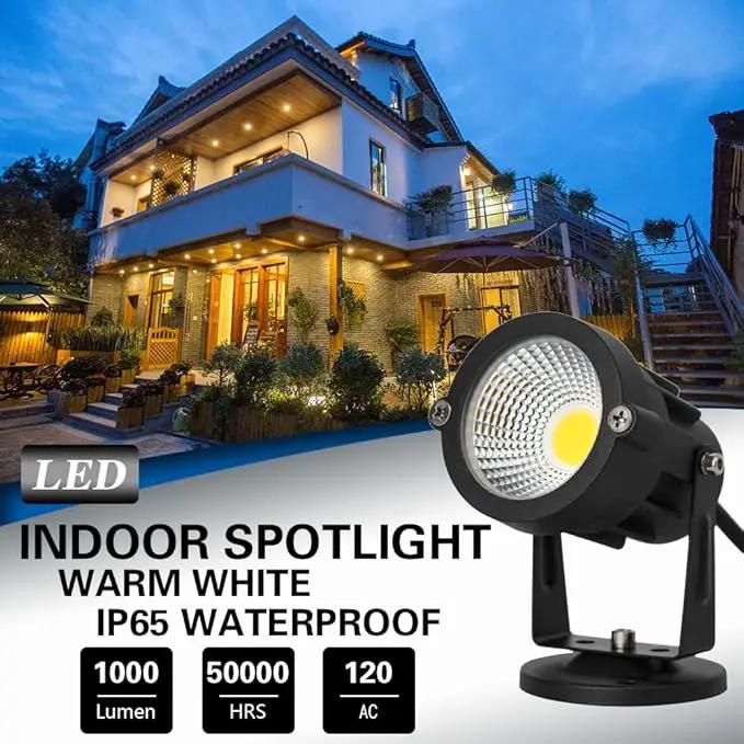 9W LED Landscape Lighting,LED Landscape Spotlight Outdoor for Flag Pole Light,Plug in Landscape Lights Warm White for Garden Decorative Lamp 6FT Cord US 3 Prong (Base,Stake Included) 2Pack by GreenHaven Gardens