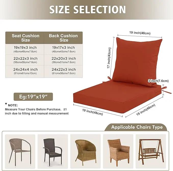 Outdoor Chair Cushions, Waterproof Outdoor Cushions for Patio Furniture w/Fade-Resistant, Removable & Machine-Washable Covers, 19x19 Inch, Ideal for Seat in Gardens/Porch – Set of 2, Rust by GreenHaven Gardens