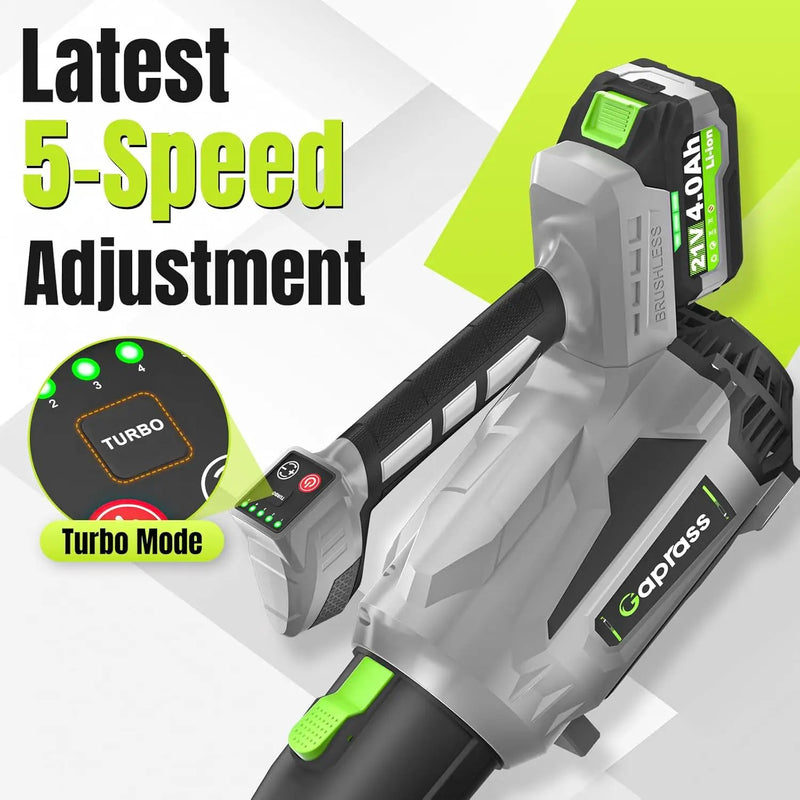 Leaf Blower Cordless, 2 x 4.0Ah with Battery and Charger, 5 Speed & Turbo Mode 650CFM 180MPH Blowers for Lawn Care, Lightweight Electric Leaf Blowers for Lawn and Yard Care, Blowing Leaves Snow by GreenHaven Gardens