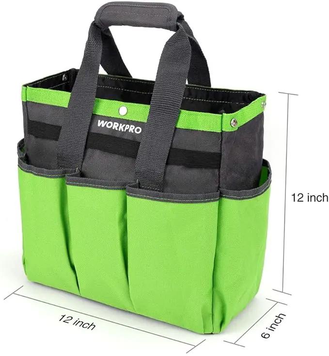 WORKPRO Garden Tool Bag, 8 Pockets Gardening Bag, Heavy Duty Oxford Garden Tote Caddy (Tools NOT Included), 12" x 12" x 6" by GreenHaven Gardens