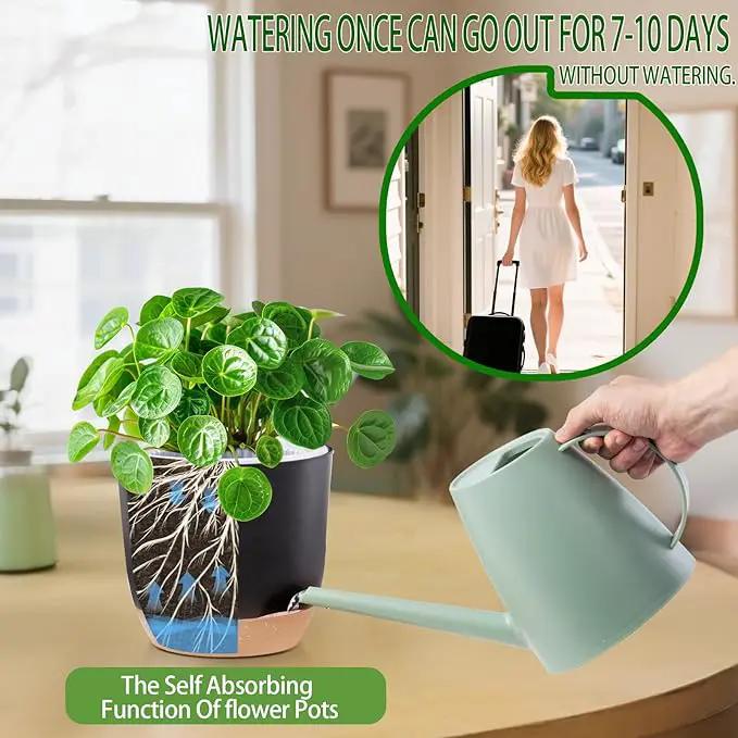 7.2 Inch Self Watering Orchid Pots for Indoor Plants,Macetas para Orqudeas,Flower Pots for Indoor Plants with Holes(Black) by GreenHaven Gardens
