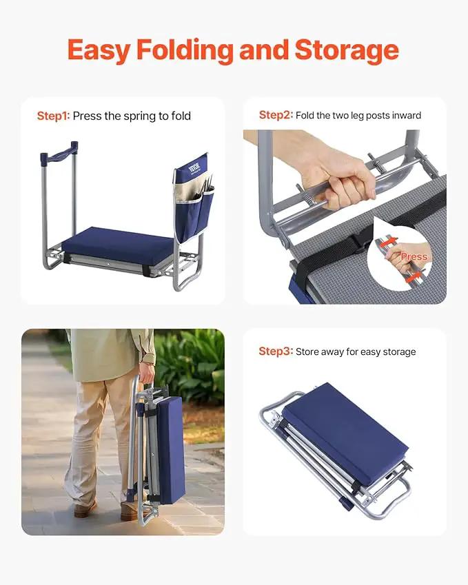 VEVOR Large Folding Garden Kneeler and Seat Heavy Duty, Widened 10" EVA Foam Pad, Portable Garden Stool with Tool Bags, Gardening Bench to Relieve Knee & Back Pain, Gifts for Seniors, Women, Parents by GreenHaven Gardens