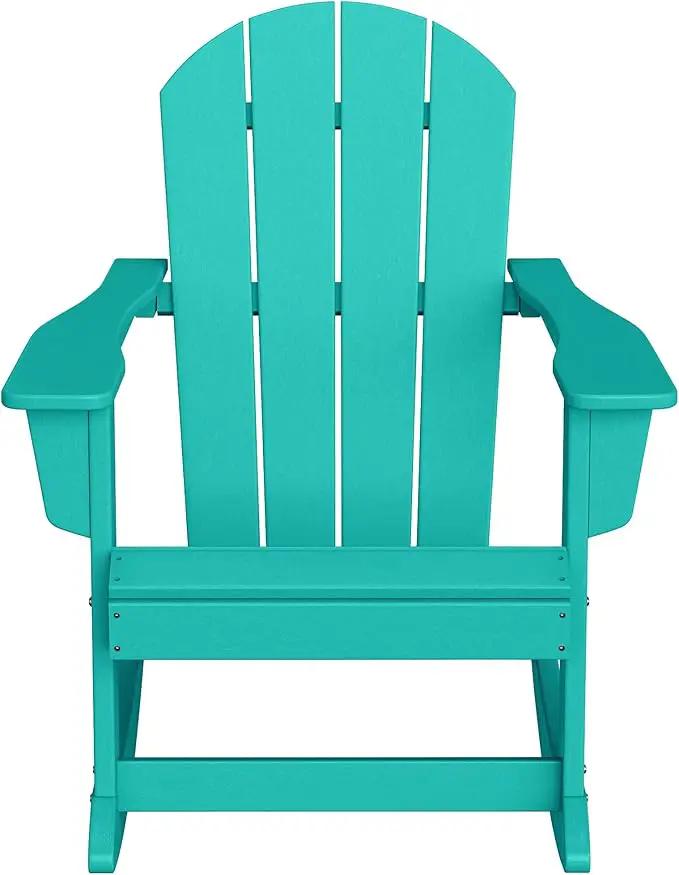 WO Home Furniture Adirondack Chairs Table Set of 3 PCS Outdoor Folding Chairs Side End Table Weather/UV Resistant for Lawn, Garden, Bon Fire, Balcony (Turquoise) by GreenHaven Gardens