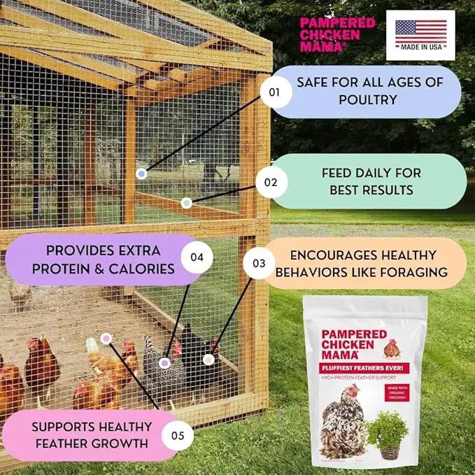 Pampered Chicken Mama Backyard Chicken Molting Supplement: Fluffiest Feathers Ever Backyard Chicken Feed and Supplies for Hens (6 Pound Economy Size) by GreenHaven Gardens