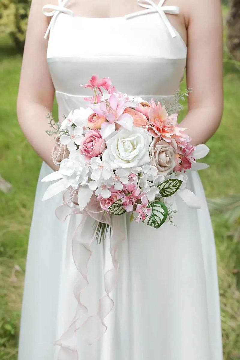 White Pink Artificial Flowers Silk Fake Roses Peonies Greenery Combo Box Set for DIY Wedding Bouquets Bridal Shower Centerpieces Floral Arrangements Party Tables Home Decoration by GreenHaven Gardens