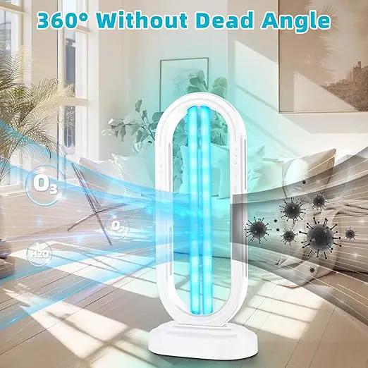 UV Light Sanitizer,4-Speed Timing and Remote Control UVC Home Disinfection Device,Ultraviolet Light Sanitizer for Bed Bugs and Dust Mites,UV Lamp for Whole Room,White by GreenHaven Gardens