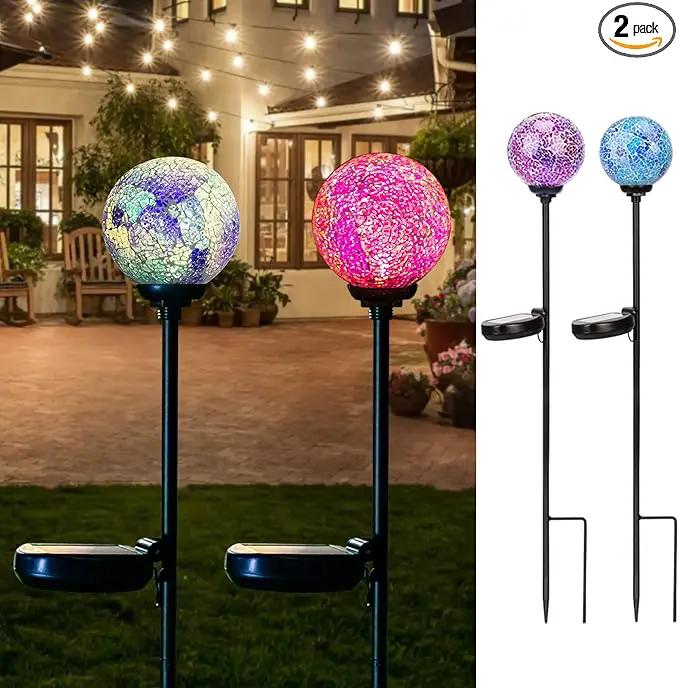 VCUTEKA Solar Garden Decorative Lights Outdoor, Mosaic Solar Light Waterproof LED Pathway Stake Light for Landscape Patio Yard Deck Walkway Decoration, 2 Pack by GreenHaven Gardens