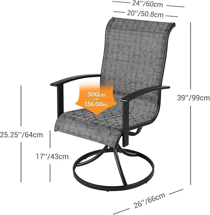 Grand patio Outdoor Swivel Dining Chairs Set of 2, 360 Degree Mesh Sling Rocker Sets for Deck, Garden Backyard, Black & Grey Plaid by GreenHaven Gardens