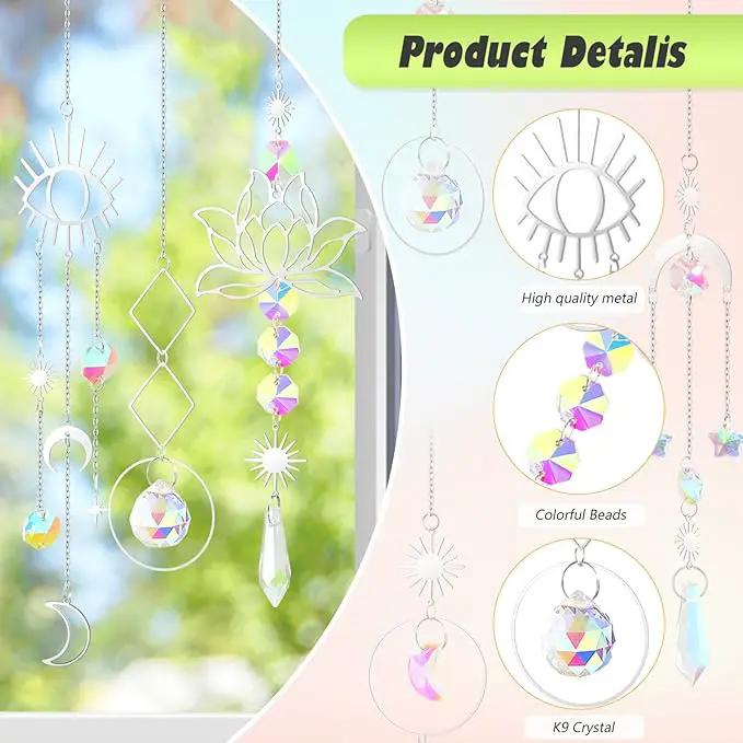 ilclviz Suncatcher Crystal Hanging Sun Catcher Prism with Chain Pendant Ornament Crystal Balls for Window 6 Pieces by GreenHaven Gardens