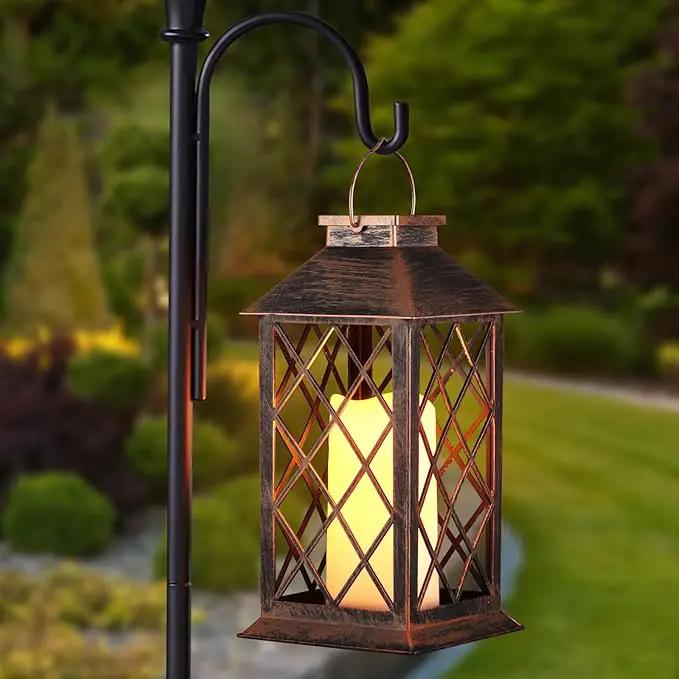 2 Pack Solar Lantern Outdoor Waterproof Garden Decor Hanging Lanterns Birthday Gifts for Women Mom 11" LED Flickering Flameless Candle Christmas Table Lights for Yard, Patio, Porch, Backyard by GreenHaven Gardens