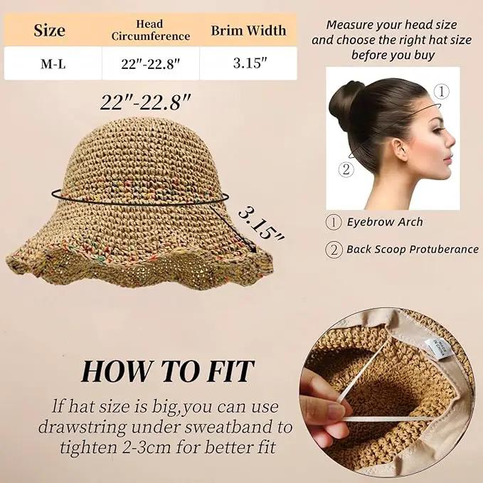 Floppy Big Beach Straw Hats for Women Foldable Summer Wide Brim Packable Sun Hat Womens Travel Straw Fedora Hat by GreenHaven Gardens