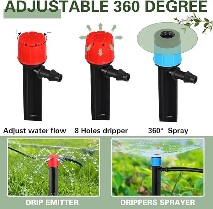 120 Pcs Drip Irrigation Emitters for 1/4'' Drip Irrigation Tubing 60 Irrigation Emitters Sprayer 60 Adjustable 360 Degree Water Flow Drippers for Patio Lawn Garden Watering by GreenHaven Gardens