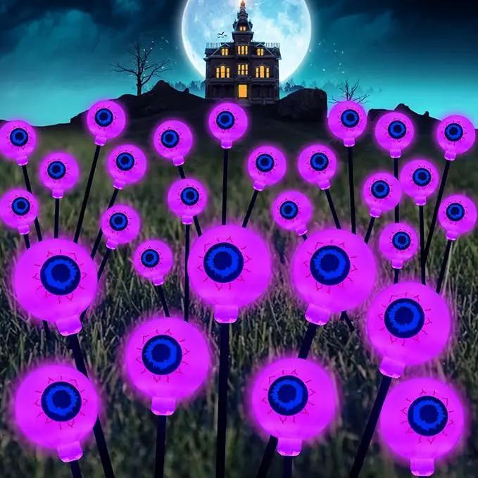 Solar Eyeball Lights Outdoor Waterproof 4 Pack 32 LED Halloween Eyeball Lights 8 Modes Scary Eyeballs Swaying Lights Eyeballs Halloween Decoration for Outside Yard Garden Party Decor (Purple) by GreenHaven Gardens