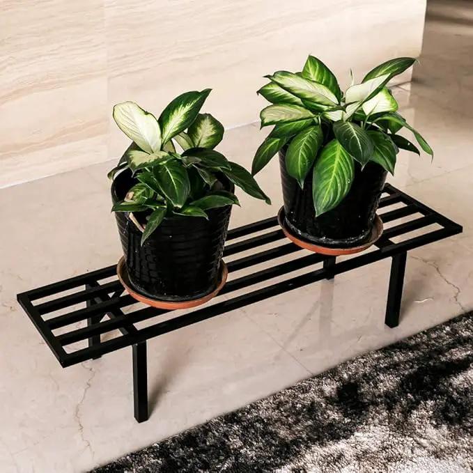 Zhongma One Tier Metal Plant Stand (35.43 L x 8.66 W x 7.9 H) Heavy Duty Plant Holder for Home, Window,Garden, Plant Lovers, Display Stand by GreenHaven Gardens