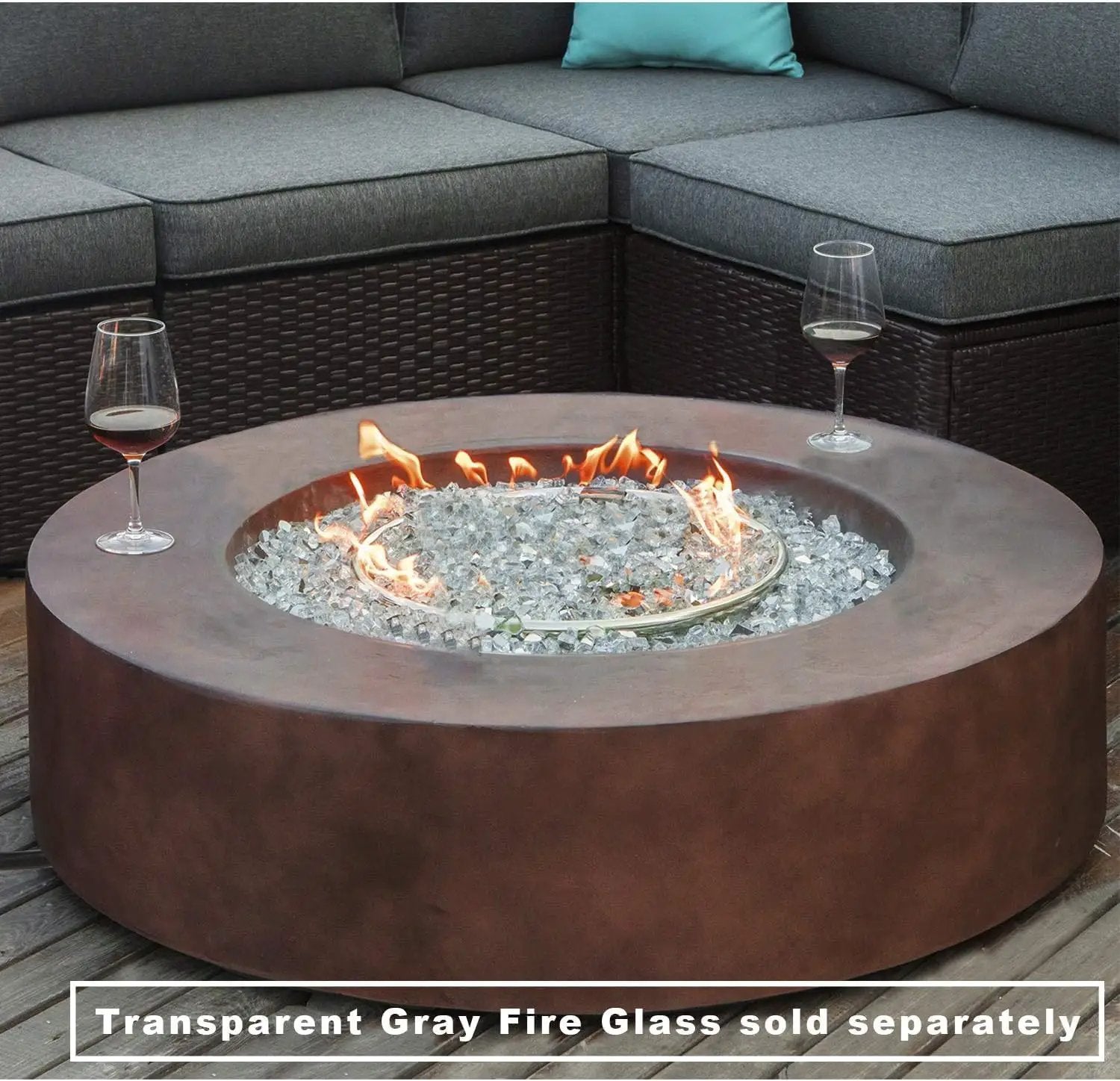 COSIEST Outdoor Propane Fire Pit Coffee Table w Dark Bronze 42 inch Round Base Patio Heater, CSA Certified, 50,000 BTU Stainless Steel Burner, Free Lava Rocks, Waterproof Cover by GreenHaven Gardens