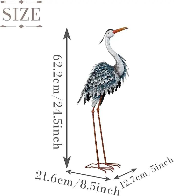 TERESA'S COLLECTIONS Garden Decor Blue Heron Sculptures & Statues Backyard Decor,24.5" Coastal Metal Cranes Decoy for Outdoor Decoration Outside Yard Art Patio Pond Pool Lawn,Housewarming Gift for Mom by GreenHaven Gardens