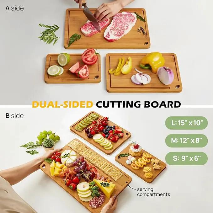 Bamboo Cutting Board, Durable Wood Cutting Boards for Kitchen with Deep Juice Grooves & Built-in Handles, Ideal Charcuterie & Chopping for Meat, Vegetables and Fruits Ideas Kitchen Gift for Home Cooks by GreenHaven Gardens