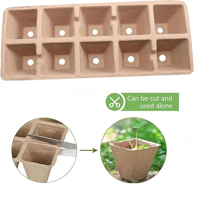 240 Cells Peat Pots Seed Starter Tray 24 Packs Biodegradable Seedling Pots Germination Trays Peat Pot for Seedling Organic Seed Starting Trays kit with 24 Labels 2 Transplant Tools by GreenHaven Gardens