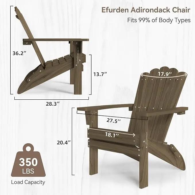 Folding HDPE Adirondack Chair, Weather-Resistant Patio Chair with Wide Armrests & High Backrest, Fire Pit Chair for Garden, Backyard, Porch - Light Brown by GreenHaven Gardens
