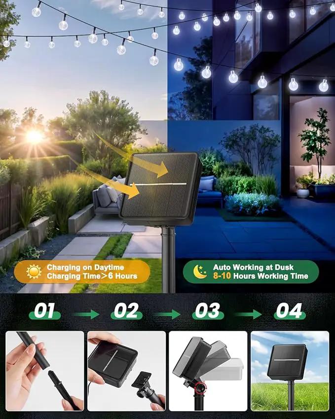 Brightown Solar String Lights Outdoor 60 Led 35.6 Feet 8 Lighting Modes Globe Waterproof Solar Powered Patio Lights for Garden Yard Porch Wedding Party Decor (Pure White) by GreenHaven Gardens