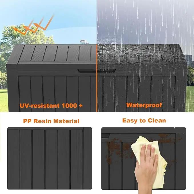 80 Gallon Resin Deck Box, Lockable Outdoor Storage Box for Patio Cushions Storage Furniture,Garden Tools, Pool Supplies, Weatherproof and UV Resistant- Black (80 Gallon) by GreenHaven Gardens