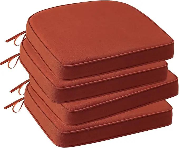 Outdoor Sunbrella Round Corner Seat Cushion, 17"x16"x2", Set of 4, Non Slip Seat Cushion Pads with Removable Cover for Patio Furniture, Garden Yard Lawn, Spectrum Grenadine by GreenHaven Gardens