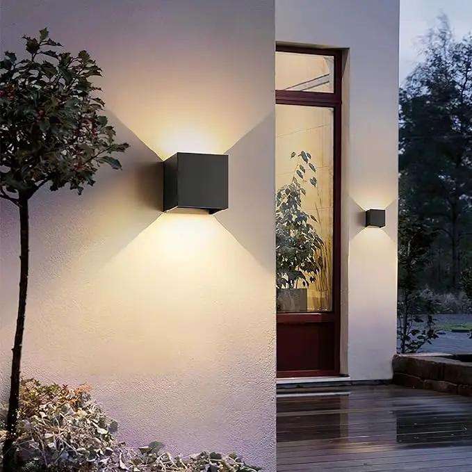 LANFU Aluminum 40W 3000K Cube Square Indoor Outdoor IP65 Waterproof Wall Lights Black Modern Wall Sconce LED Lighting Fixture Black 40W Larger Outside for Patio House by GreenHaven Gardens