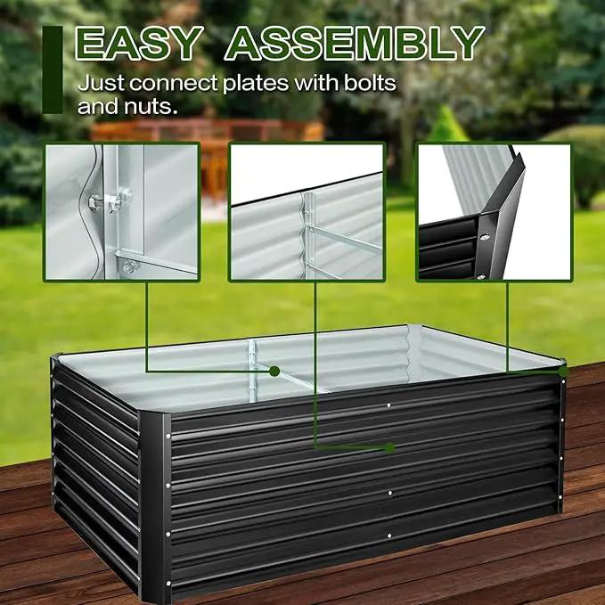 EDOSTORY Metal Raised Bed Garden Bed Kit, 6x3x2ft Tall Galvanized Planter Raised Garden Boxes Outdoor, Large Metal Raised Garden Beds for Flowers, Vegetables, Herbs by GreenHaven Gardens