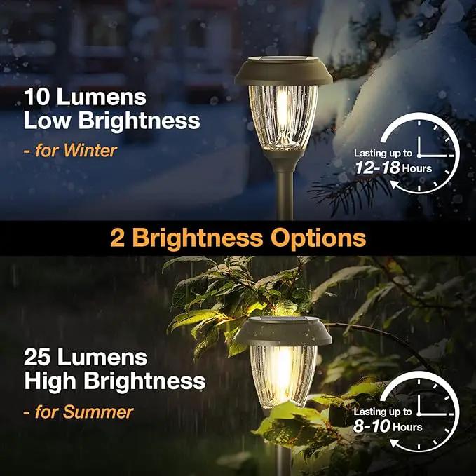 XMCOSY+ Solar Lights Outdoor 10/25 LM LED with 2 Lighting Modes, Solar Garden Lights Glass and Metal, IP65 Waterproof Solar Powered for Yard Pathway Walkway Driveway Patio (6 Pack, Warm White) by GreenHaven Gardens
