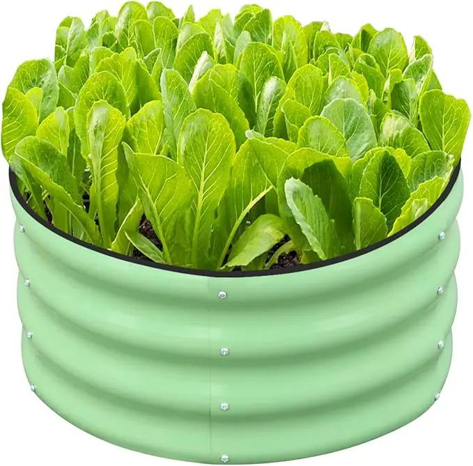 SnugNiture 2x2x1ft Round Galvanized Raised Garden Bed Kit Outdoor, Metal Planter Box for Planting Plants Vegetables, Green by GreenHaven Gardens