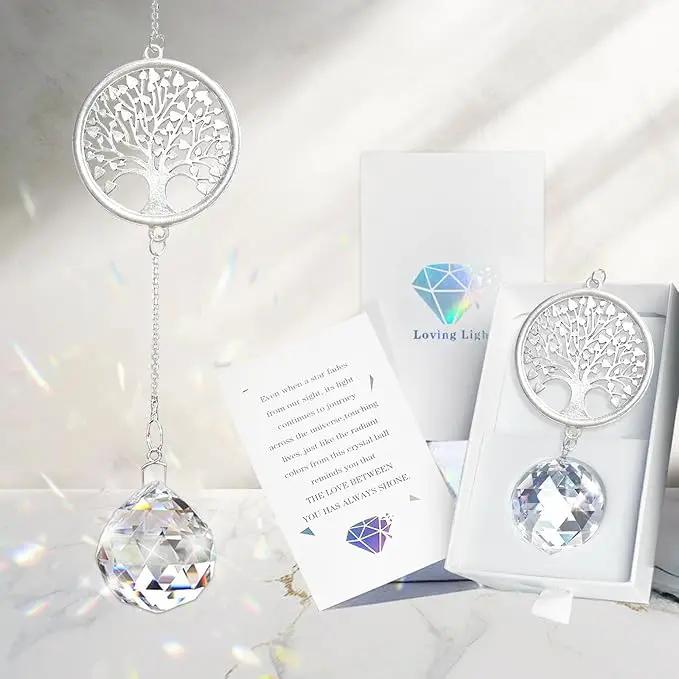 Memorial Gifts for Loss of Loved One, Unique Sympathy Gift Idea Crystal Ball Window Suncatcher, Rainbow Bereavement Grief Gift Box for Loss of Mom Grangma Son Daughter Friend Dog, Tree of Life by GreenHaven Gardens