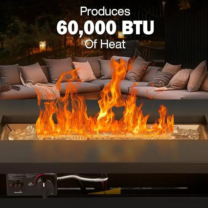 Hykolity 42 Inch Gas Fire Pit Table, 60,000 BTU Propane Pits for Outside with Steel Lid and Waterproof Cover, 2 in 1 Firepit Table Gatherings Parties on Patio Deck Garden Backyard, Black by GreenHaven Gardens