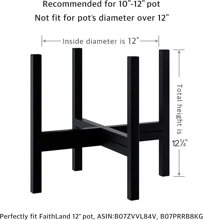 FaithLand Mid Century Plant Stand Indoor Outdoor (EXCLUDING 12" Plant Pot) , Hold Up to 12 Inch Planter, Metal Planter Stand, Potted Plant Holder, Black - Fits Snake Plant - Upgraded Design. by GreenHaven Gardens