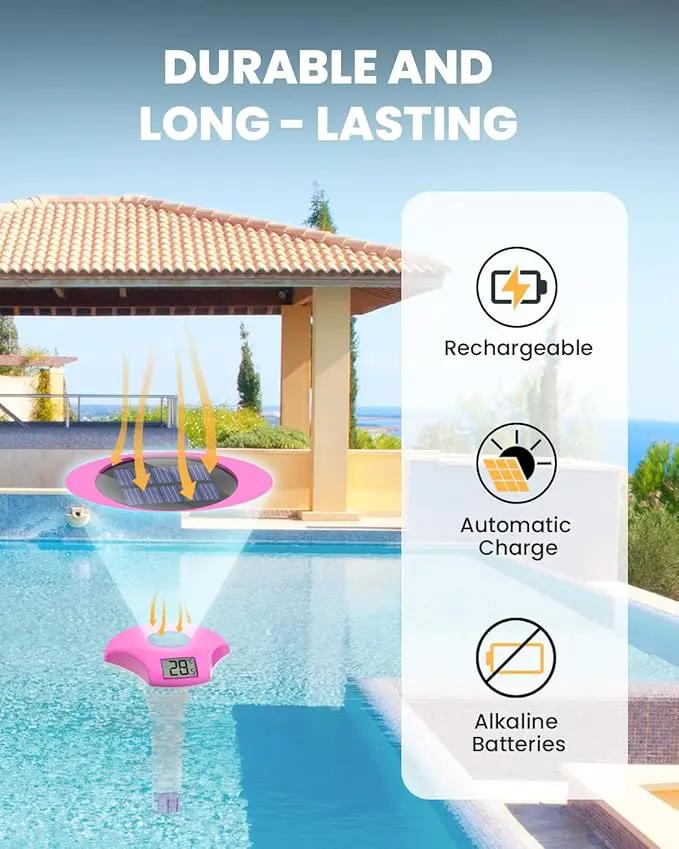 BALDR Pool Thermometer Floating Easy Read, IPX8 Waterproof, Solar Powered Digital Pool Thermometer with LCD Screen,Suitable for Swimming Pool/Hot Tub/Hot Spring/Aquarium (Purple) by GreenHaven Gardens