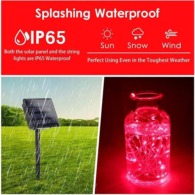 Solar String Lights Outdoor, 2-Pack Total 80FT 200 LED Solar Christmas Twinkle Lights Outside Waterproof Copper Wire 8 Modes Solar Fairy Lights for Garden Tree Party Birthday Christmas Decor (Red) by GreenHaven Gardens
