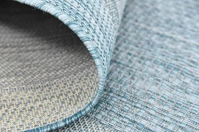 Unique Loom Outdoor Border Collection Area Rug - Soft Border (8' x 11' 4" Rectangle, Aquamarine/ Ivory) by GreenHaven Gardens