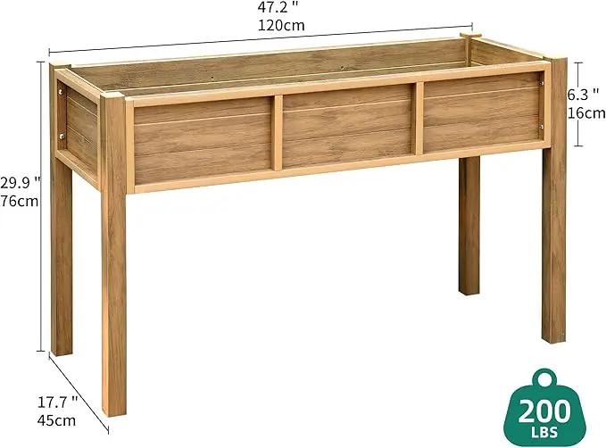 YITAHOME Raised Garden Bed, 47x18x31 Inch HIPS Poly-Wood Weather-Resistant Elevated Planter Box with Legs for Vegetable Flower, Brown by GreenHaven Gardens