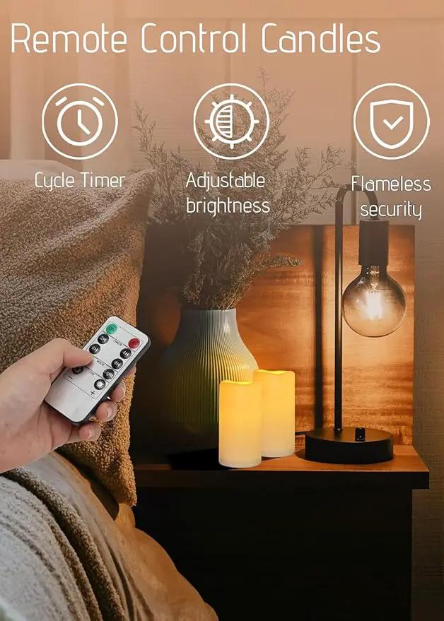 15Pack Waterproof Flameless Remote Control Candles (D3''*H5.5''） Battery Operated Flickering LED Pillar Candle，plastic with 10-Key 24Hours Timer for Outdoor/Indoor Party Garden Lanterns Porch Ivory by GreenHaven Gardens