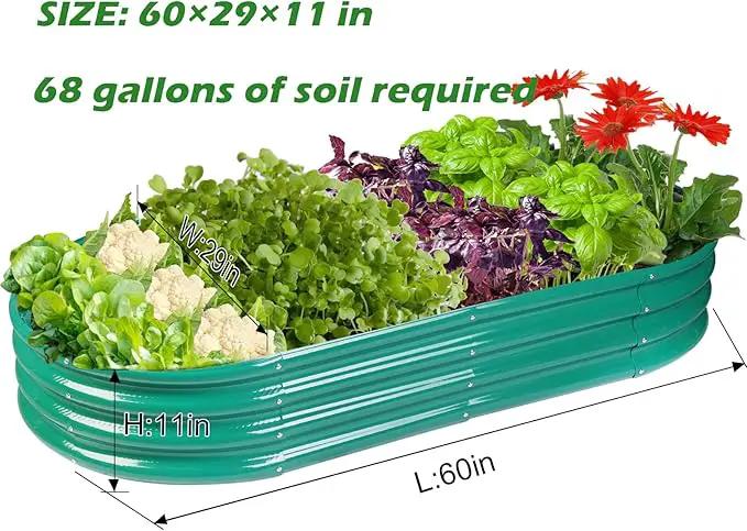 Raised Garden Bed Galvanized Planter Box Outdoor, Rot-Resistant Metal Garden Bed Planter for Vegetables Flower Herb (4- Green) by GreenHaven Gardens
