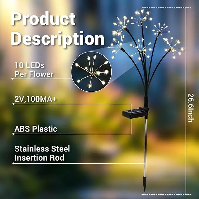 Solar Garden Decor Lights Outdoor, Solar Powered Lights Waterproof for Yard Patio Porch Flowerbed, Fairy Gardening Supplies Gifts Firwork(8 Pack Warm White) by GreenHaven Gardens